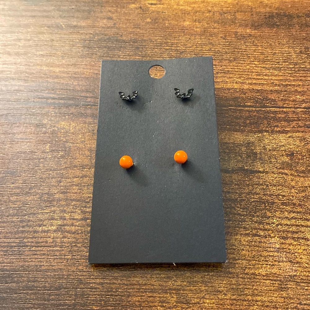 Bat and Orange ball stud earrings